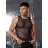 COOFANDY Men Casual Tank Tops Mesh Shirt See Through Sleeveless Shirts Muscle Fishnet Fitted Tee Clubwear Summer(Black)
