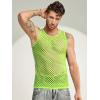 COOFANDY Men Casual Tank Tops Mesh Shirt See Through Sleeveless Shirts Muscle Fishnet Fitted Tee Clubwear Summer(Lime Green)