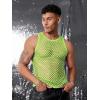 COOFANDY Men Casual Tank Tops Mesh Shirt See Through Sleeveless Shirts Muscle Fishnet Fitted Tee Clubwear Summer(Lime Green)