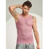 COOFANDY Men Casual Tank Tops Mesh Shirt See Through Sleeveless Shirts Muscle Fishnet Fitted Tee Clubwear Summer(Pink)