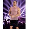COOFANDY Men Casual Tank Tops Mesh Shirt See Through Sleeveless Shirts Muscle Fishnet Fitted Tee Clubwear Summer(Pink)