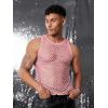 COOFANDY Men Casual Tank Tops Mesh Shirt See Through Sleeveless Shirts Muscle Fishnet Fitted Tee Clubwear Summer(Pink)