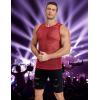 COOFANDY Men Casual Tank Tops Mesh Shirt See Through Sleeveless Shirts Muscle Fishnet Fitted Tee Clubwear Summer(Red)
