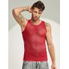 COOFANDY Men Casual Tank Tops Mesh Shirt See Through Sleeveless Shirts Muscle Fishnet Fitted Tee Clubwear Summer(Red)