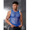 COOFANDY Men Casual Tank Tops Mesh Shirt See Through Sleeveless Shirts Muscle Fishnet Fitted Tee Clubwear Summer(Royal Blue)