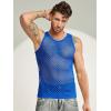 COOFANDY Men Casual Tank Tops Mesh Shirt See Through Sleeveless Shirts Muscle Fishnet Fitted Tee Clubwear Summer(Royal Blue)