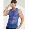 COOFANDY Men Casual Tank Tops Mesh Shirt See Through Sleeveless Shirts Muscle Fishnet Fitted Tee Clubwear Summer(Royal Blue)