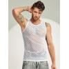 COOFANDY Men Casual Tank Tops Mesh Shirt See Through Sleeveless Shirts Muscle Fishnet Fitted Tee Clubwear Summer(White)