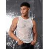 COOFANDY Men Casual Tank Tops Mesh Shirt See Through Sleeveless Shirts Muscle Fishnet Fitted Tee Clubwear Summer(White)
