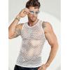 COOFANDY Men Casual Tank Tops Mesh Shirt See Through Sleeveless Shirts Muscle Fishnet Fitted Tee Clubwear Summer(White)