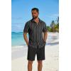 COOFANDY Men’s 2 Piece Outfit Casual Short Sleeve Button Down Shirt and Beach Shorts Set Summer Vacation Outfits for Men(Black Stripe)