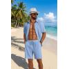COOFANDY Men’s 2 Piece Outfit Casual Short Sleeve Button Down Shirt and Beach Shorts Set Summer Vacation Outfits for Men(Blue)