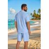 COOFANDY Men’s 2 Piece Outfit Casual Short Sleeve Button Down Shirt and Beach Shorts Set Summer Vacation Outfits for Men(Blue)