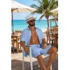 COOFANDY Men’s 2 Piece Outfit Casual Short Sleeve Button Down Shirt and Beach Shorts Set Summer Vacation Outfits for Men(Blue)