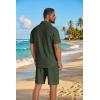 COOFANDY Men’s 2 Piece Outfit Casual Short Sleeve Button Down Shirt and Beach Shorts Set Summer Vacation Outfits for Men(Dark Green)