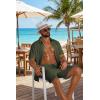 COOFANDY Men’s 2 Piece Outfit Casual Short Sleeve Button Down Shirt and Beach Shorts Set Summer Vacation Outfits for Men(Dark Green)