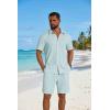 COOFANDY Men’s 2 Piece Outfit Casual Short Sleeve Button Down Shirt and Beach Shorts Set Summer Vacation Outfits for Men(Light Blue)
