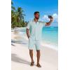 COOFANDY Men’s 2 Piece Outfit Casual Short Sleeve Button Down Shirt and Beach Shorts Set Summer Vacation Outfits for Men(Light Blue)
