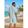 COOFANDY Men’s 2 Piece Outfit Casual Short Sleeve Button Down Shirt and Beach Shorts Set Summer Vacation Outfits for Men(Light Blue)