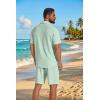 COOFANDY Men’s 2 Piece Outfit Casual Short Sleeve Button Down Shirt and Beach Shorts Set Summer Vacation Outfits for Men(Light Green)