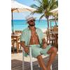 COOFANDY Men’s 2 Piece Outfit Casual Short Sleeve Button Down Shirt and Beach Shorts Set Summer Vacation Outfits for Men(Light Green)