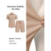 COOFANDY Men’s 2 Piece Outfit Casual Short Sleeve Button Down Shirt and Beach Shorts Set Summer Vacation Outfits for Men(Light Khaki)