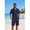 COOFANDY Men’s 2 Piece Outfit Casual Short Sleeve Button Down Shirt and Beach Shorts Set Summer Vacation Outfits for Men(Navy Blue)