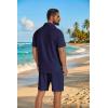 COOFANDY Men’s 2 Piece Outfit Casual Short Sleeve Button Down Shirt and Beach Shorts Set Summer Vacation Outfits for Men(Navy Blue)