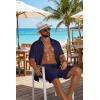 COOFANDY Men’s 2 Piece Outfit Casual Short Sleeve Button Down Shirt and Beach Shorts Set Summer Vacation Outfits for Men(Navy Blue)