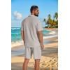 COOFANDY Men’s 2 Piece Outfit Casual Short Sleeve Button Down Shirt and Beach Shorts Set Summer Vacation Outfits for Men(Stone)