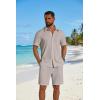 COOFANDY Men’s 2 Piece Outfit Casual Short Sleeve Button Down Shirt and Beach Shorts Set Summer Vacation Outfits for Men(Stone)