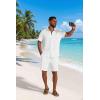 COOFANDY Men’s 2 Piece Outfit Casual Short Sleeve Button Down Shirt and Beach Shorts Set Summer Vacation Outfits for Men(White)