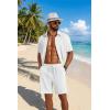 COOFANDY Men’s 2 Piece Outfit Casual Short Sleeve Button Down Shirt and Beach Shorts Set Summer Vacation Outfits for Men(White)
