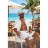 COOFANDY Men’s 2 Piece Outfit Casual Short Sleeve Button Down Shirt and Beach Shorts Set Summer Vacation Outfits for Men(White)