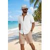 COOFANDY Men’s 2 Piece Outfit Casual Short Sleeve Button Down Shirt and Beach Shorts Set Summer Vacation Outfits for Men(White/Light Khaki)