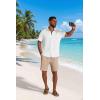 COOFANDY Men’s 2 Piece Outfit Casual Short Sleeve Button Down Shirt and Beach Shorts Set Summer Vacation Outfits for Men(White/Light Khaki)