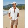 COOFANDY Men’s 2 Piece Outfit Casual Short Sleeve Button Down Shirt and Beach Shorts Set Summer Vacation Outfits for Men(White/Light Khaki)