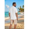 COOFANDY Men’s 2 Piece Outfit Casual Short Sleeve Button Down Shirt and Beach Shorts Set Summer Vacation Outfits for Men(White/Light Khaki)
