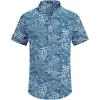 COOFANDY Men’s Casual Henley Shirt Band Collar Short Sleeve Shirt Summer Beach Hippie T-Shirt(Blue Palm Leaf)