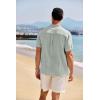COOFANDY Men’s Casual Henley Shirt Band Collar Short Sleeve Shirt Summer Beach Hippie T-Shirt(Light Green Henley)