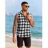 COOFANDY Mens Sleeveless Flannel Shirt Casual Summer Tank Top Button Up Sleeveless Beach Shirts with Chest Pocket(Black)