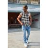 COOFANDY Mens Sleeveless Flannel Shirt Casual Summer Tank Top Button Up Sleeveless Beach Shirts with Chest Pocket(Black)