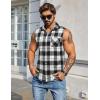 COOFANDY Mens Sleeveless Flannel Shirt Casual Summer Tank Top Button Up Sleeveless Beach Shirts with Chest Pocket(Black-1)