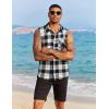 COOFANDY Mens Sleeveless Flannel Shirt Casual Summer Tank Top Button Up Sleeveless Beach Shirts with Chest Pocket(Black-1)