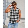 COOFANDY Mens Sleeveless Flannel Shirt Casual Summer Tank Top Button Up Sleeveless Beach Shirts with Chest Pocket(Black-1)