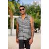 COOFANDY Mens Sleeveless Flannel Shirt Casual Summer Tank Top Button Up Sleeveless Beach Shirts with Chest Pocket(Black-2)