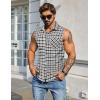 COOFANDY Mens Sleeveless Flannel Shirt Casual Summer Tank Top Button Up Sleeveless Beach Shirts with Chest Pocket(Black-2)