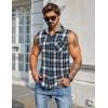 COOFANDY Mens Sleeveless Flannel Shirt Casual Summer Tank Top Button Up Sleeveless Beach Shirts with Chest Pocket(Blue)