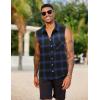 COOFANDY Mens Sleeveless Flannel Shirt Casual Summer Tank Top Button Up Sleeveless Beach Shirts with Chest Pocket(Blue-1)
