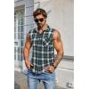 COOFANDY Mens Sleeveless Flannel Shirt Casual Summer Tank Top Button Up Sleeveless Beach Shirts with Chest Pocket(Blue-green)